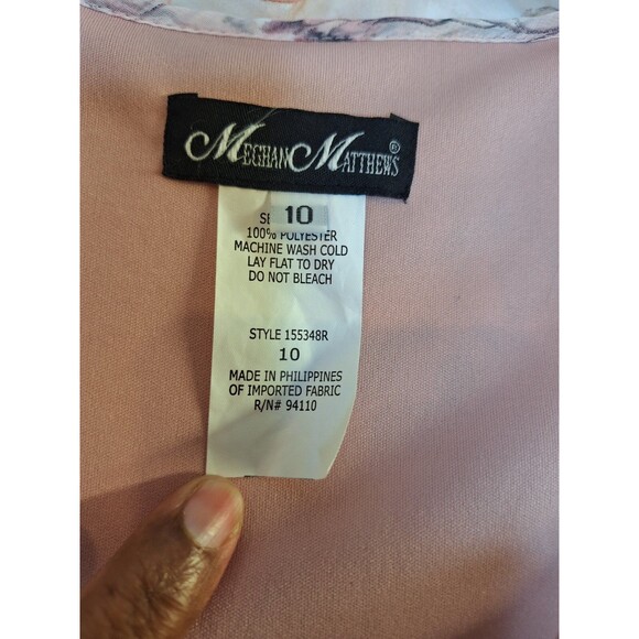MEGHAN MATTHEWS Petal Pink Floral Baby Doll Midi Dress Sz 10 Fairy Romantic Y2K - Picture 3 of 7
